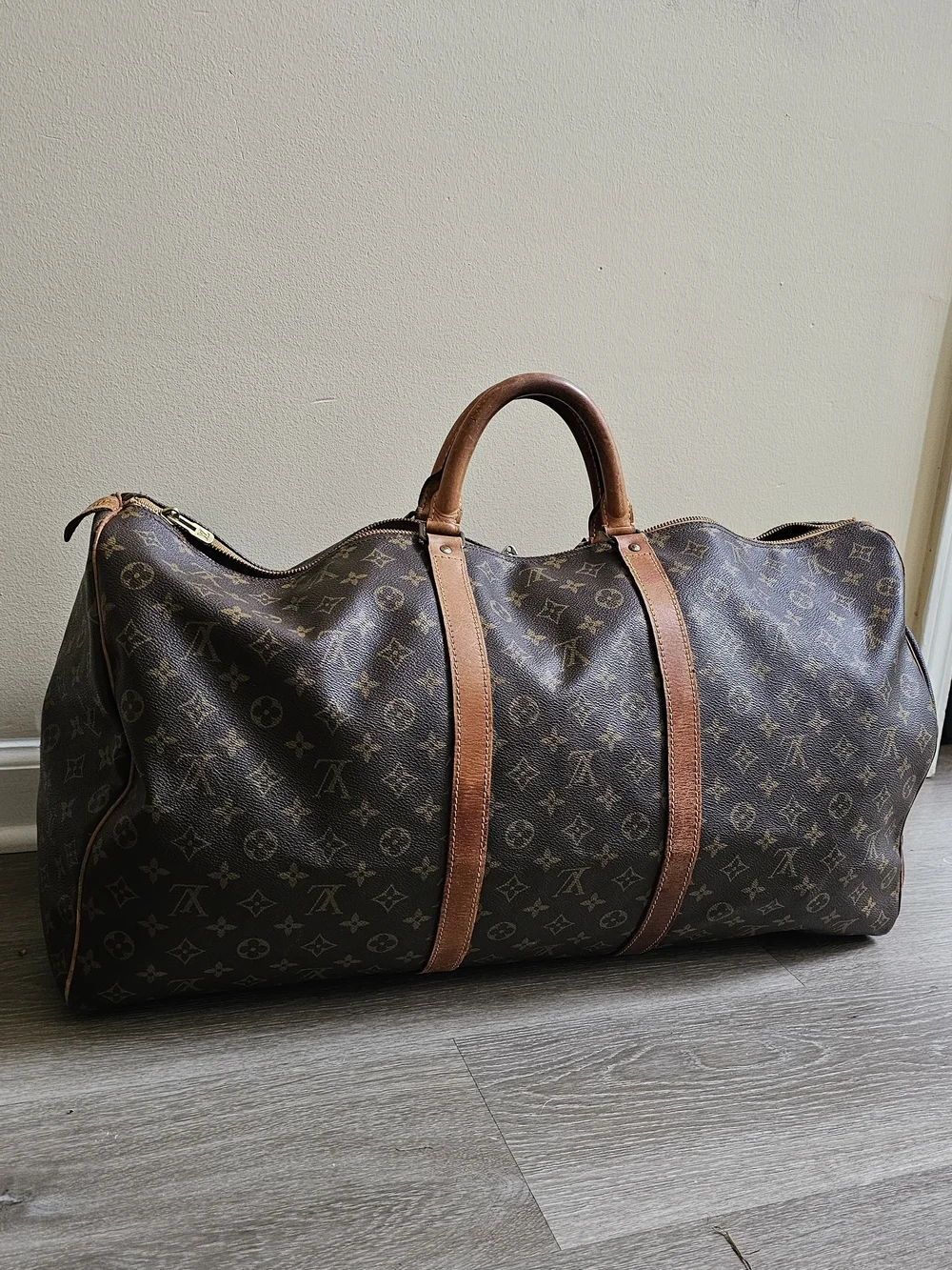 Louis Vuitton 55  Brown Monogram Keepall Travel Bag
